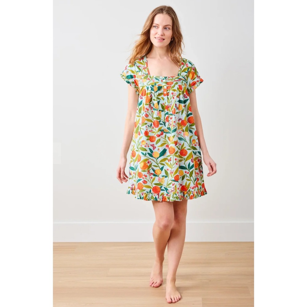 Printfresh Butterfly Grove Nightgown M Organic Cotton Blue Citrus Butterfly